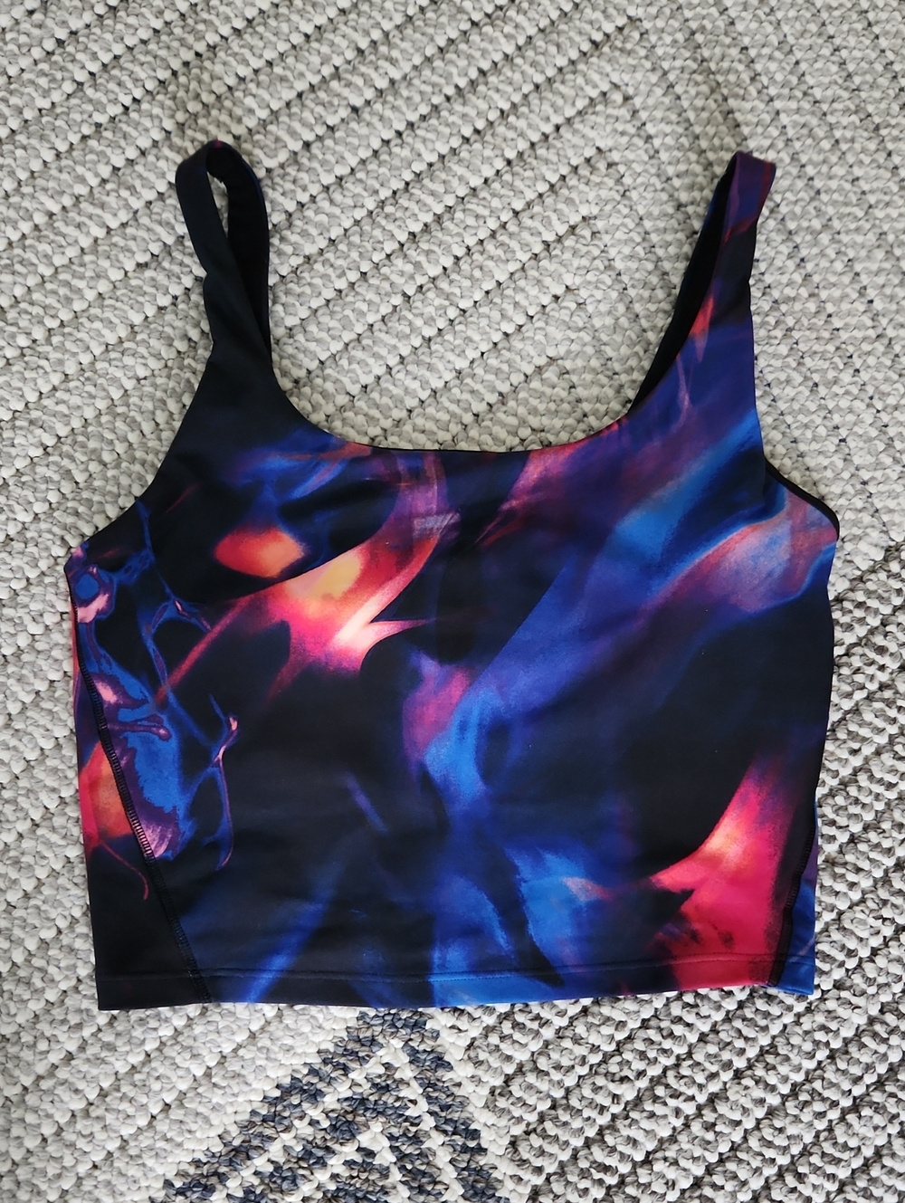Abstract Neon Print Women's Crop Tank Top - Black Multi